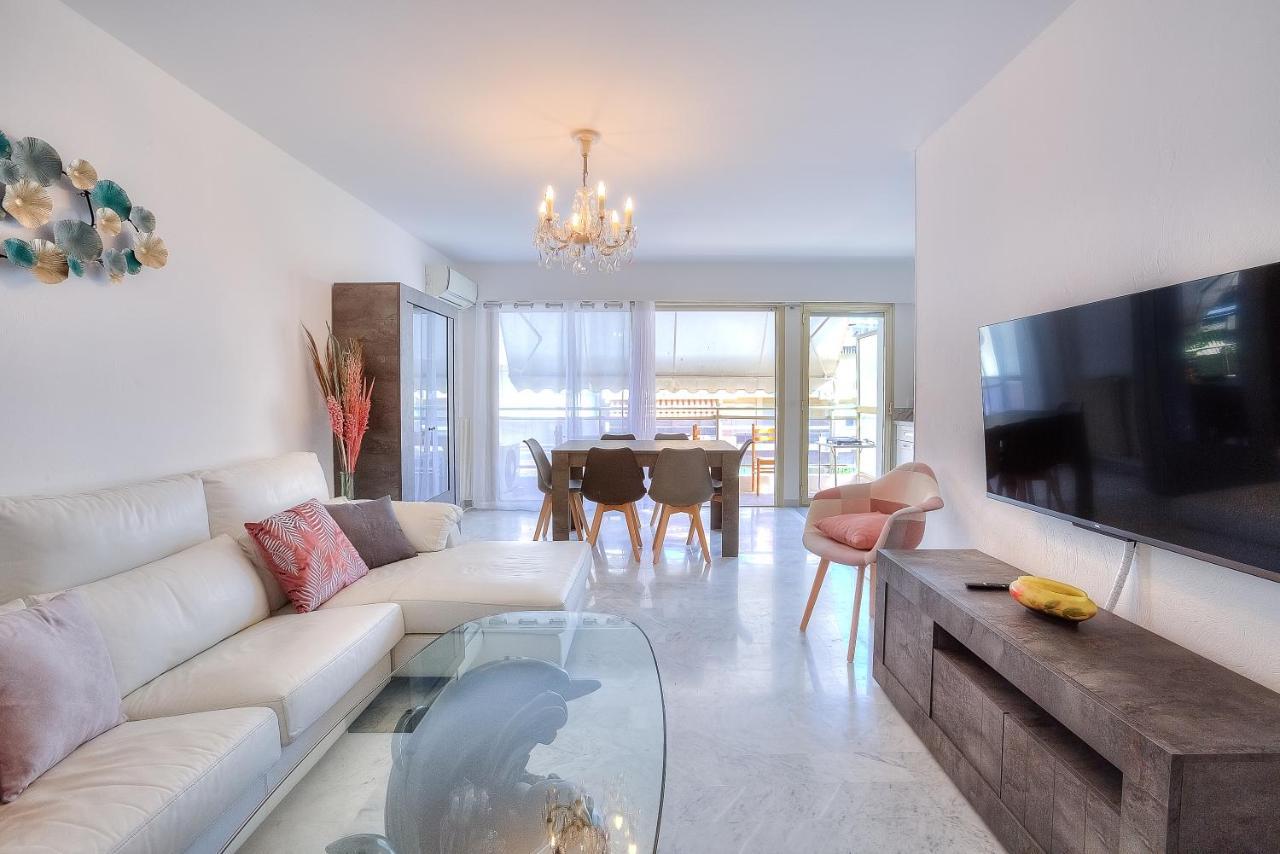 Le Sun-Beach - Spacieux 3 Pieces Avec Parking A 400 M Des Plages De Juan-Les-Pins Luaran gambar